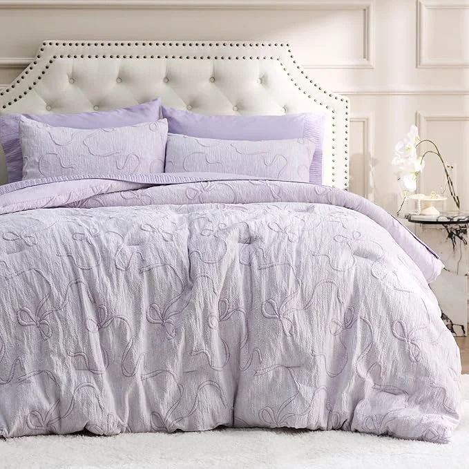 Reliable Bedsure Lavender Twin XL Twin Comforter Set for Girls GentleSoft™ 2 Pieces Bow Comforter with 1 Pillow Sham Twin Size Bedding Sets for Girls Room Decor Aesthetic Bedroom Decor 68×88 Inches Excellent