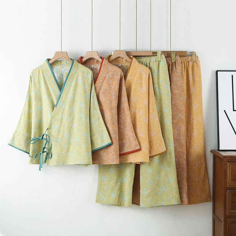 Fine Crafted Ownkoti Vintage Cotton Gauze Loose Tie Loungewear Set Reusable