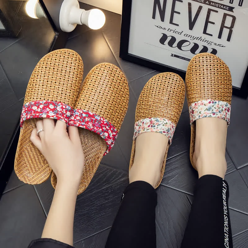 Sophisticated Ownkoti Rattan Woven Elegant Floral House Slippers World-Class