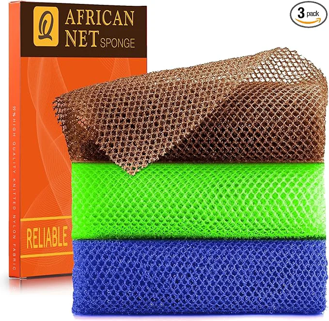 Pure UJFQBH 3 Pieces African Bath Sponge African Net Long Net Bath Sponge Premium