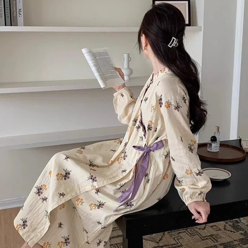 Sophisticated Ownkoti Rural Loquat V-neckline Soft Long Nightgown Dependable
