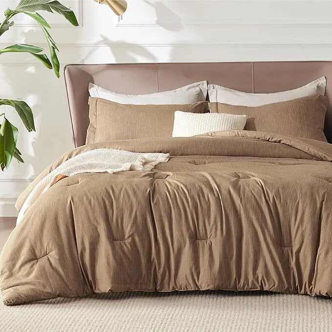 Enhanced Bedsure King Size Comforter Set – Brown Soft Bedding for All Seasons Cationic Dyed Bed Set 3 Pieces 1 King Size Comforter 104 quot x90 quot and 2 Pillow Shams 20 quot x36 quot 2 quot Healthy