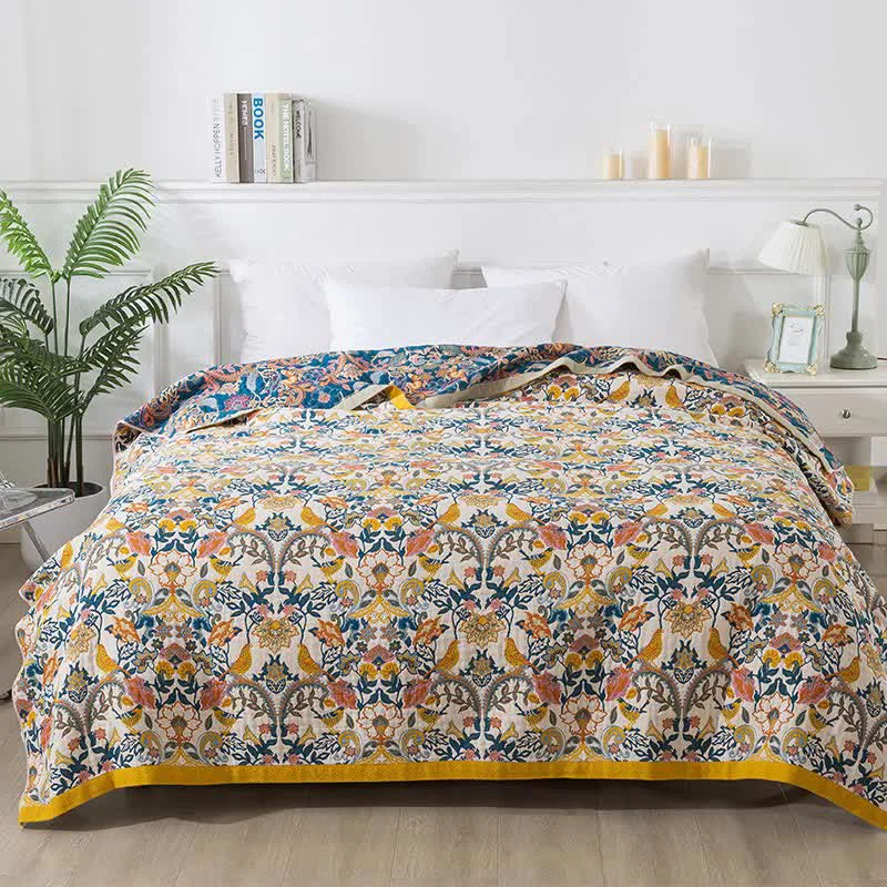 Expertly Made Ownkoti Bohemian Style Cotton Gauze Reversible Quilt Soft