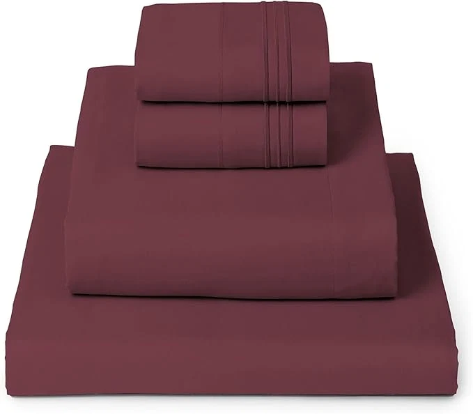 Healthy Mellanni Full Sheets Set – 4 PC Iconic Collection Bedding – Hotel Luxury Extra Soft Cooling Bed Sheets – Wrinkle Fade Stain Resistant Full Burgundy Sophisticated