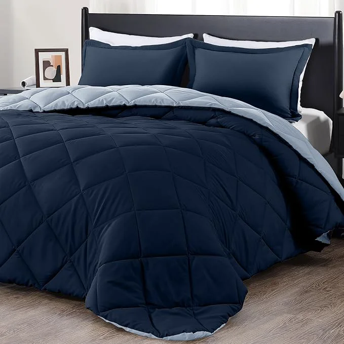 Artisan downluxe Queen Comforter Set – Blue and Sapphire Queen Comforter Soft Bedding Sets for All Seasons -3 Pieces – 1 Comforter 88 quot x92 quot and 2 Pillow Shams 20 quot x26 quot Functional