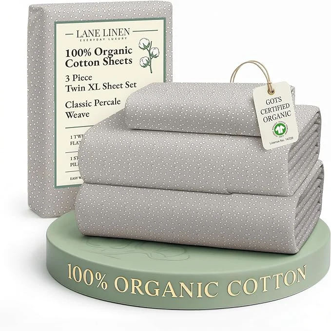 Powerful LANE LINEN Organic Cotton Bed Sheets Extra Long Twin Soft amp Comfy Fully Elasticized Percale for Hospital Bed amp Dorm Room Low Pilling Machine Washable Printed Twin XL Sheet- Snowdrop Effective