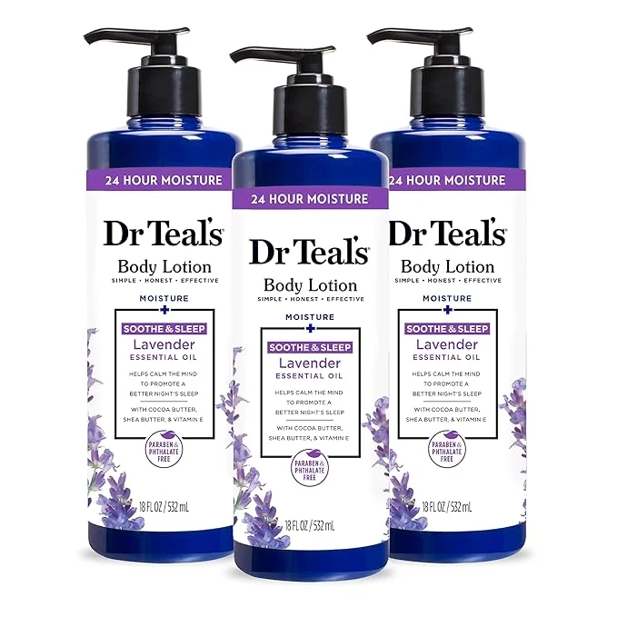 Reusable Dr Teal’s 24 Hour Moisture Body Lotion Lavender Essential Oil 18 fl oz Proven