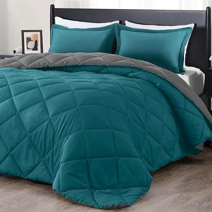 Carefully Designed downluxe California King Comforter Set – Ocean and Grey Cal King Comforter Set Soft Bedding Sets for All Seasons – 3 Pieces – 1 Comforter 104 quot x96 quot and 2 Pillow Shams 20 quot x36 quot Luxury
