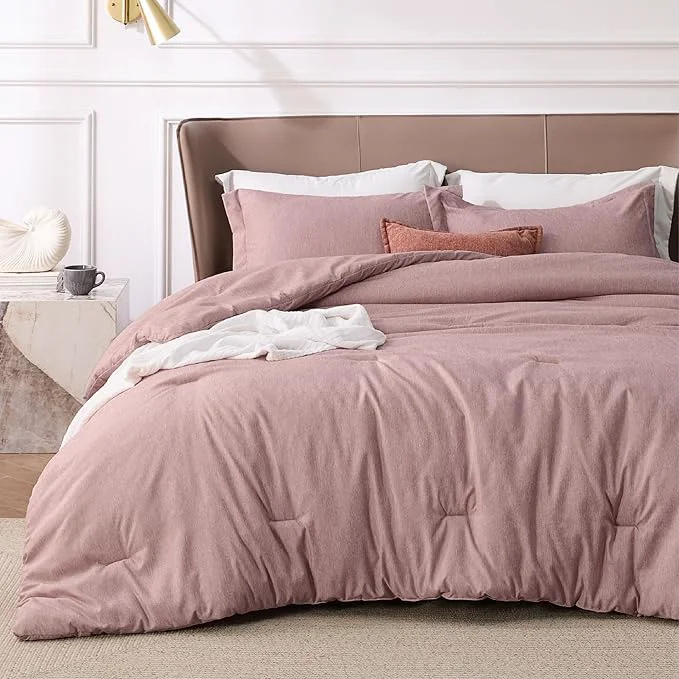 Secure Bedsure Twin Twin XL Comforter Set – Dusty Rose Soft Bedding for All Seasons Cationic Dyed Bed Set 2 Pieces 1 Twin Size Comforter 68 quot x88 quot and 1 Pillow Sham 20 quot x26 quot 2 quot Crafted