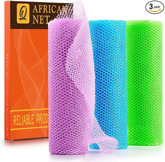 Healthy UJFQBH 3 Pieces African Bath Sponge African Net Long Net Bath Sponge Lightweight