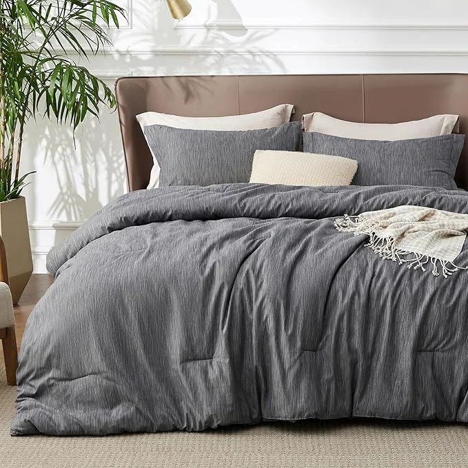Comfortable Bedsure King Size Comforter Set – Charcoal Grey Soft Bedding for All Seasons Cationic Dyed Bed Set 3 Pieces 1 King Size Comforter 104 quot x90 quot and 2 Pillow Shams 20 quot x36 quot 2 quot Quality