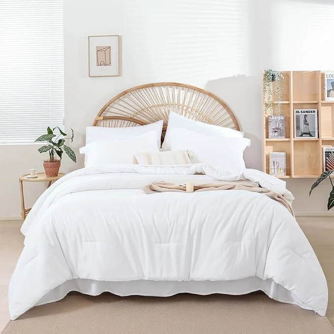 Detailed weigelia Twin Comforter Set 5 Pieces White Comforter Set for Women and Men Reversible Bedding Set Ultra Soft All Season（Comforters Flat amp Fitted Sheets Pillowcases amp Shams） Green