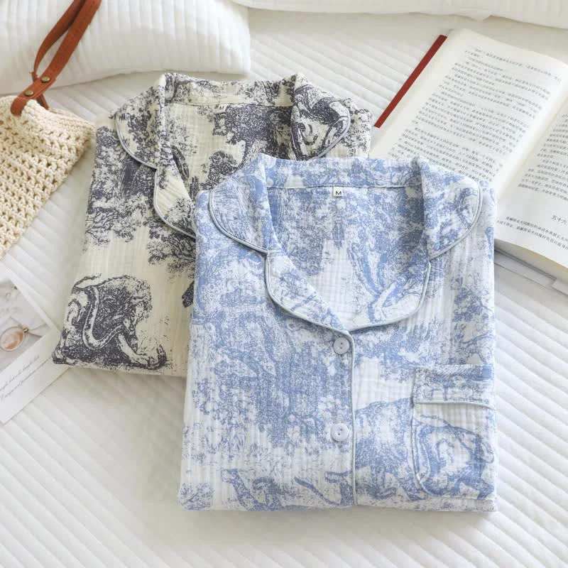 Premium Material Ownkoti Tiger Tree Print Cotton Loungewear Set Recyclable