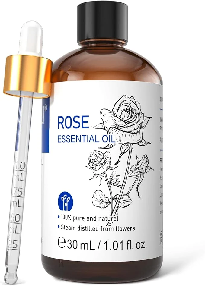 Certified HIQILI Rose Essential Oil 1 Fl Oz Natural Therapeutic Grade Healthy