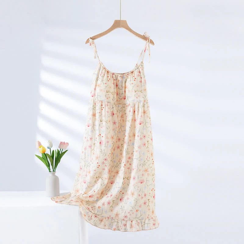 Elite Ownkoti Floral Leaf Cotton Padded Camisole Nightdress Flexible