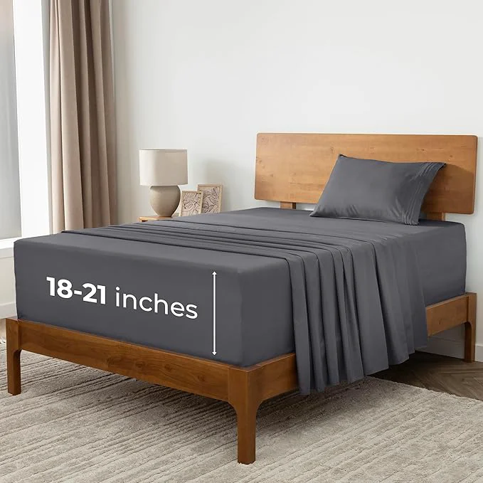 Specialty Mellanni Extra Deep Twin Sheets – 3 PC Iconic Collection Bedding – Hotel Luxury Ultra Soft Cooling Bed Sheets – Wrinkle Fade Stain Resistant Twin Gray Lightweight