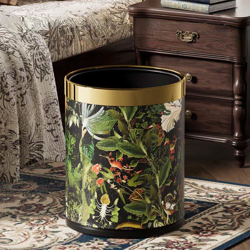 Lightweight Ownkoti Tropical Jungle Leather Trash Bin Trendy