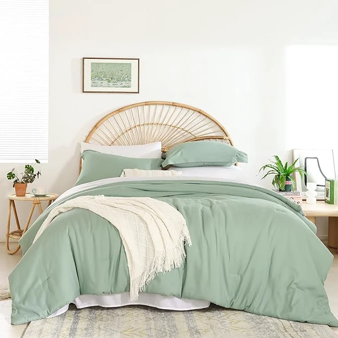 Modern weigelia Twin Comforter Set 5 Pieces Sage Green Comforter Set Bed in a Bag Twin Bedding Set Soft Lightweight Comforters Set with Sheets for All Season Next-Generation