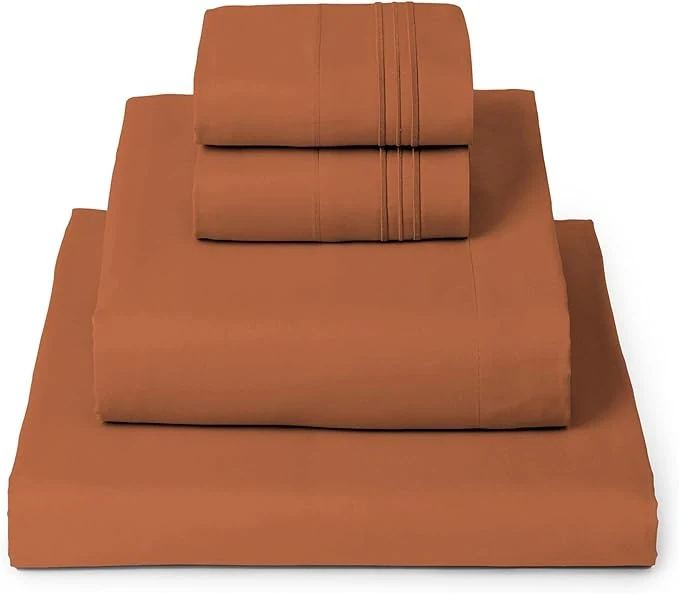 High-Grade Mellanni Queen Sheets Set – 4 PC Iconic Collection Bedding – Hotel Luxury Extra Soft Cooling Bed Sheets – Wrinkle Fade Stain Resistant Queen Terracotta Reusable