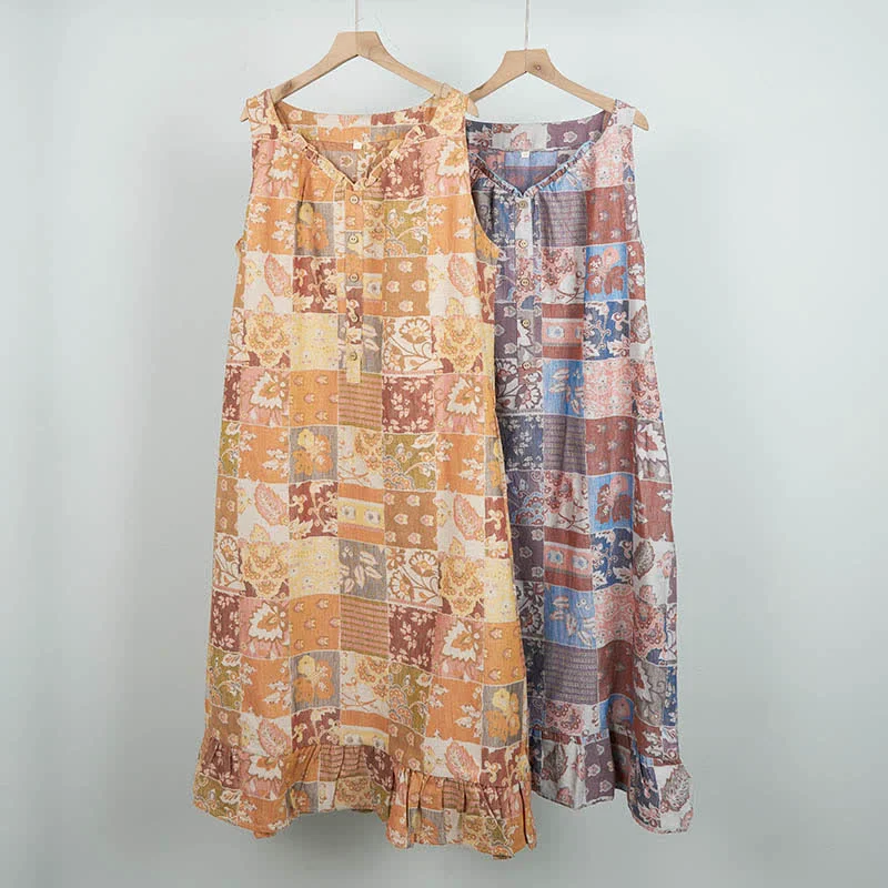Crafted Ownkoti Ethnic Floral Cotton Sleeveless Nightdress User-Friendly