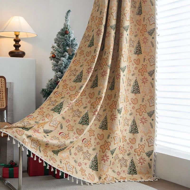 Durable Ownkoti Christmas Gingerbread Man Holiday Curtain Expertly Made