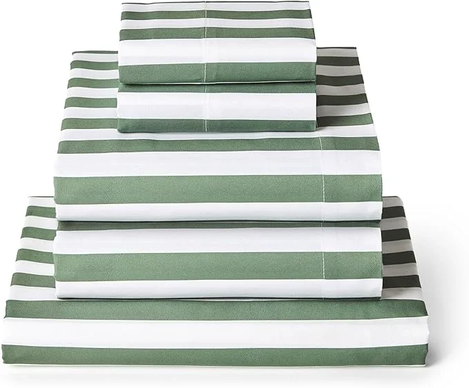 Quality Mellanni Split King Sheets Set – 5 PC Iconic Collection Bedding – Hotel Luxury Extra Soft Cooling Bed Sheets – Wrinkle Fade Stain Resistant Split King Oxford Stripe Sage Genuine