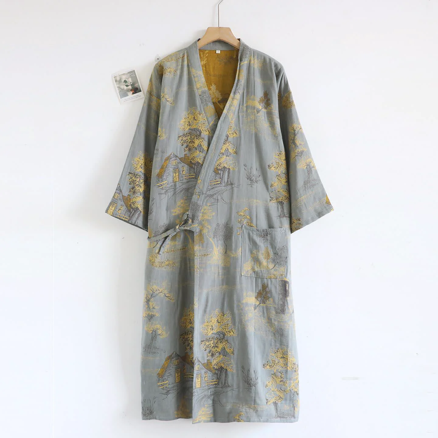 High-Quality Ownkoti Unisex Landscape Cotton Gauze Bathrobe Smooth