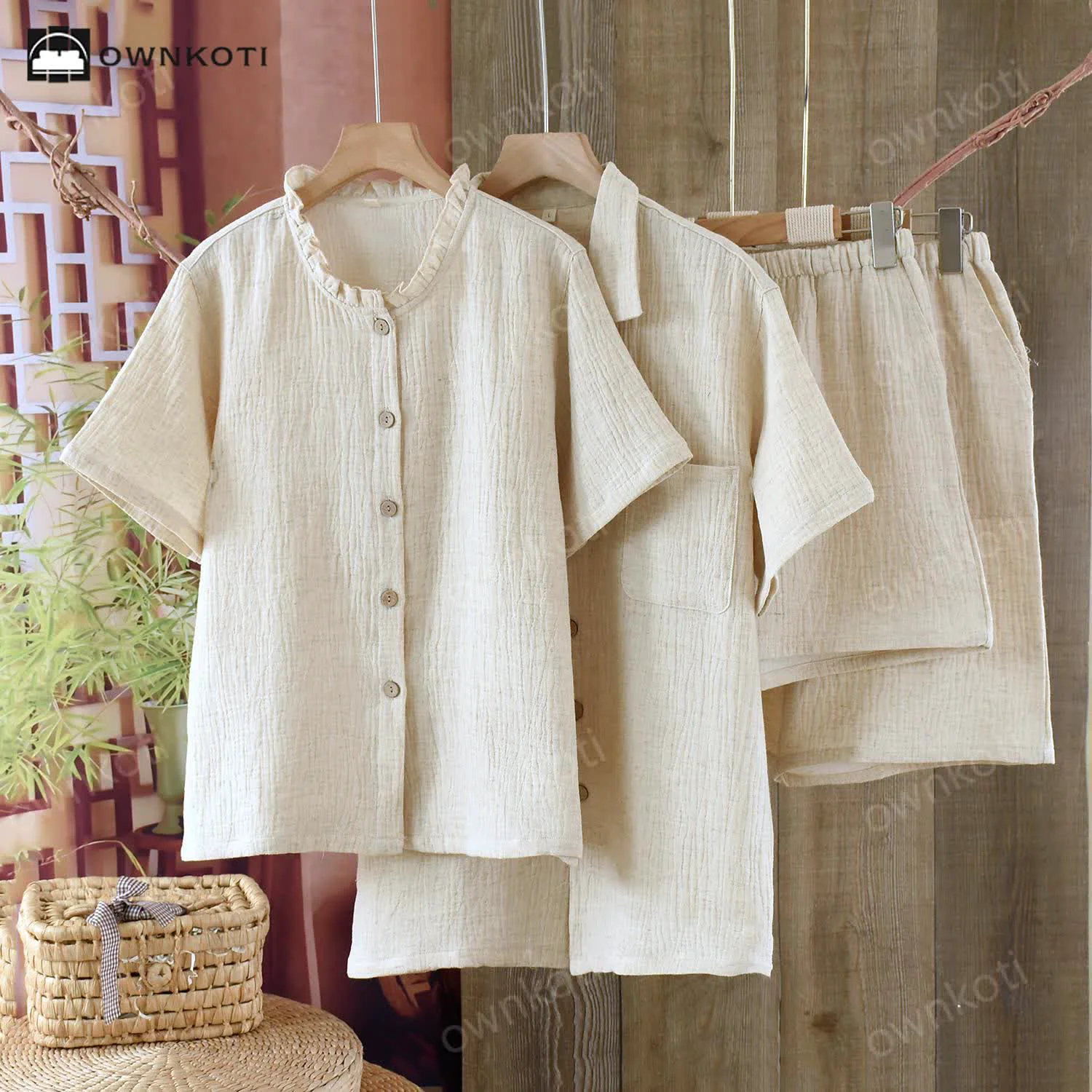Effective Ownkoti Matching Minimalist Cotton Linen Pajama Jammies Exclusive