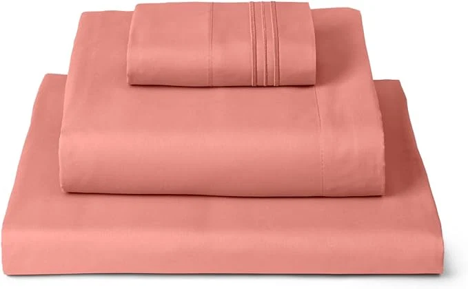 Original Design Mellanni Twin Sheets Set – 3 PC Iconic Collection Bedding – Hotel Luxury Extra Soft Cooling Bed Sheets – Wrinkle Fade Stain Resistant Twin Coral Dependable