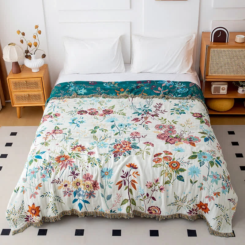 Dependable Ownkoti Flower vine Natural Cotton Tassel Quilt Minimalist