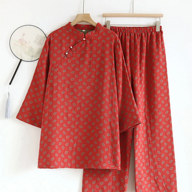 Excellent Ownkoti Paisley-inspired Jacquard Cotton Gauze Pajamas First-Class