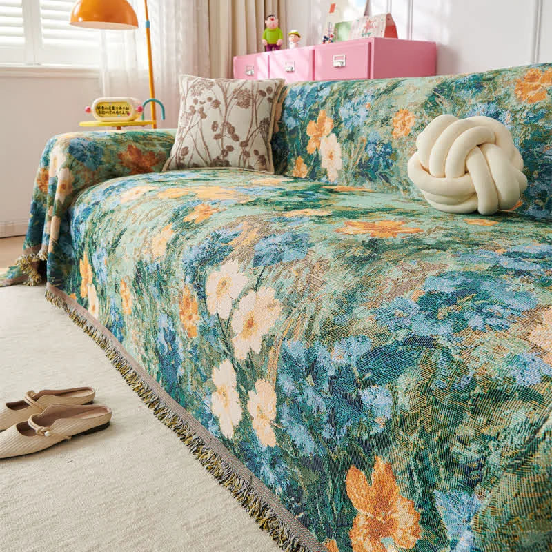 Convenient Ownkoti White Blossom Botanical Sofa Throw Blanket Expertly Made