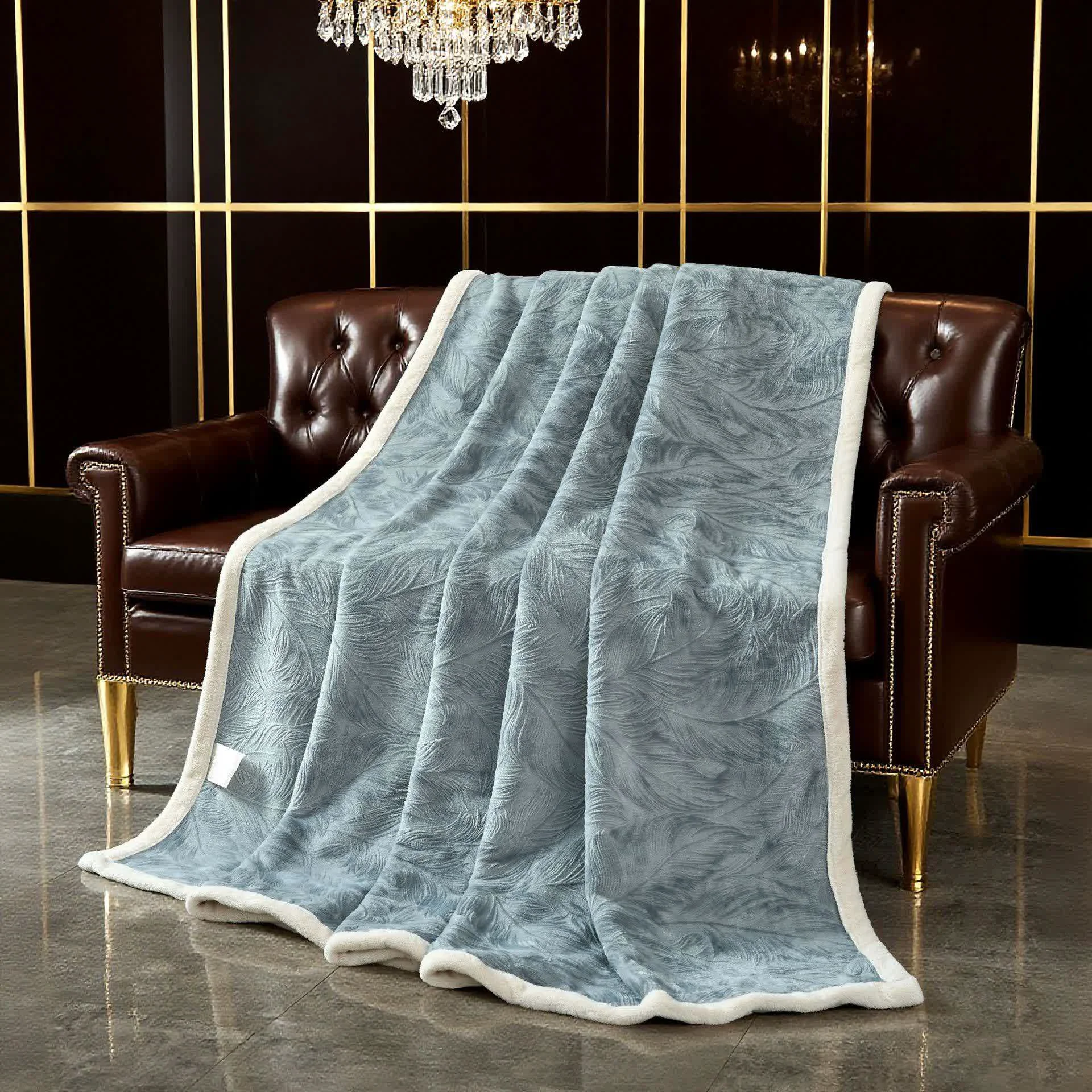 Trusted Ownkoti Leaf Textured Warm Throw Blanket High-Grade