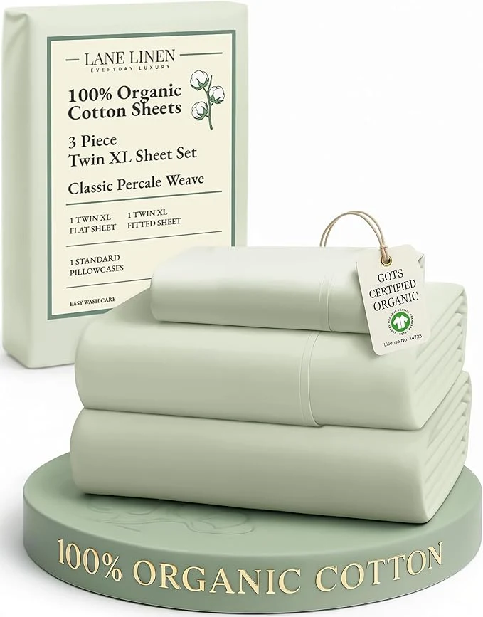 Premium LANE LINEN Mercerized Organic Cotton Twin XL Sheets Set Soft amp Comfy Percale Weave – for Hospital beds or Dorm Room Luxury Hotel Like Sheets Twin XL Size Sheet Set – Mineral Carefully Designed