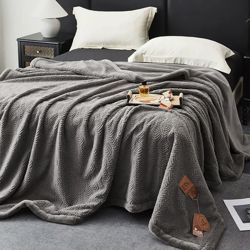 Organic Ownkoti Leaf-inspired Textured Warm Throw Blanket Long-Lasting