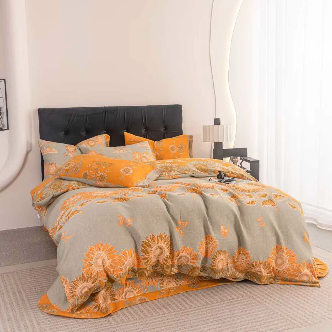 Flexible Ownkoti Sunflower Butterfly Cotton Gauze Bedding Set 4PCS Sustainable
