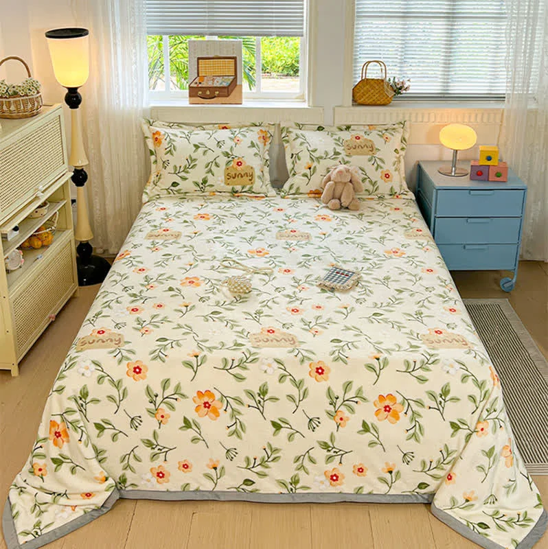 Enhanced Ownkoti Yellow Floral Leaf Warm Throw Blanket Crafted