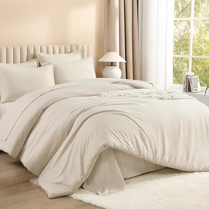 Specialty Litanika California King Comforter Set Beige – 7 Pieces Bed in a Bag Cal King Bedding Comforter Sets Plain Lightweight Bed Set with Comforter Sheets Pillowcases amp Shams Fine Crafted