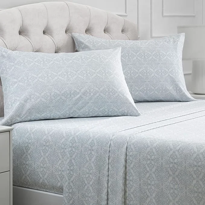 Consistent Mellanni King Sheets Set – 4 PC Iconic Collection Bedding – Hotel Luxury Extra Soft Cooling Bed Sheets – Wrinkle Fade Stain Resistant King Laced Sky Blue Durable