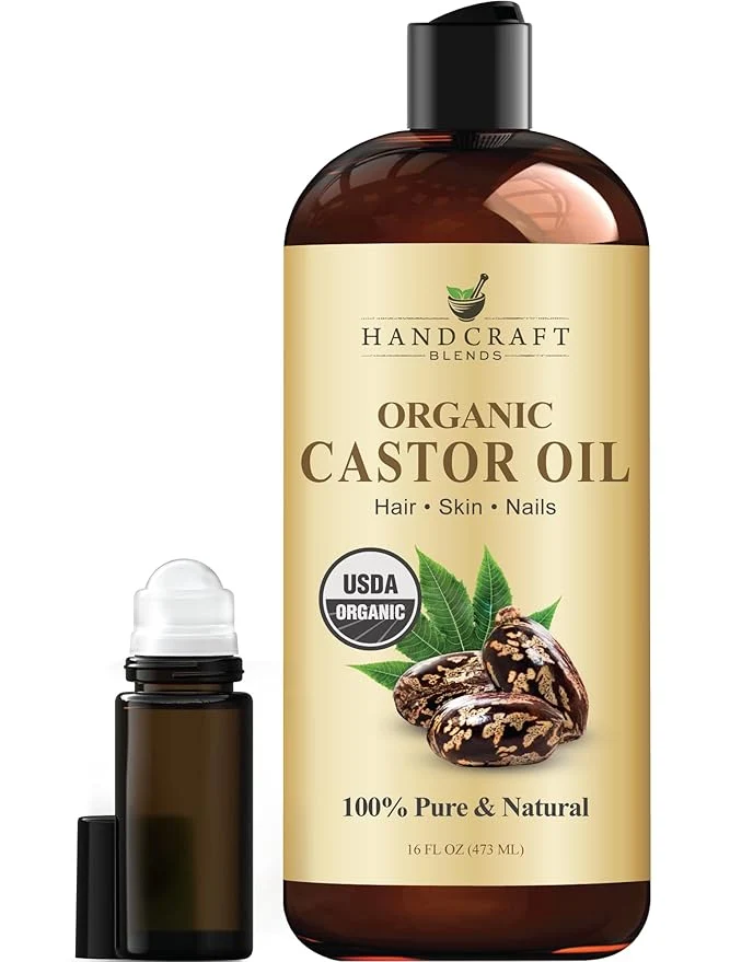 Handcraft Blends Organic Castor Oil 16 Fl Oz Roll on Bottle Pure and Smart