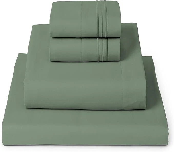 Healthy Mellanni California King Sheets Set – 4 PC Iconic Collection Bedding – Hotel Luxury Extra Soft Cooling Bed Sheets – Wrinkle Fade Stain Resistant Cal King Sage Safe