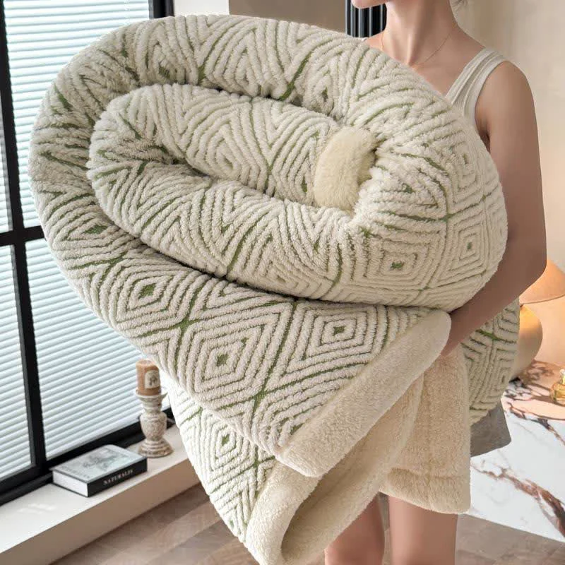 Recyclable Ownkoti Geometric Diamond Jacquard Sherpa Throw Blanket Original