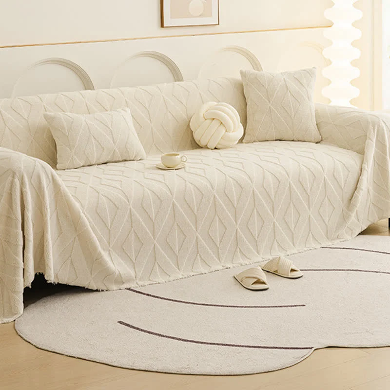 Easy-to-Use Ownkoti Simple Diamond Texture Sofa Throw Blanket Stylish