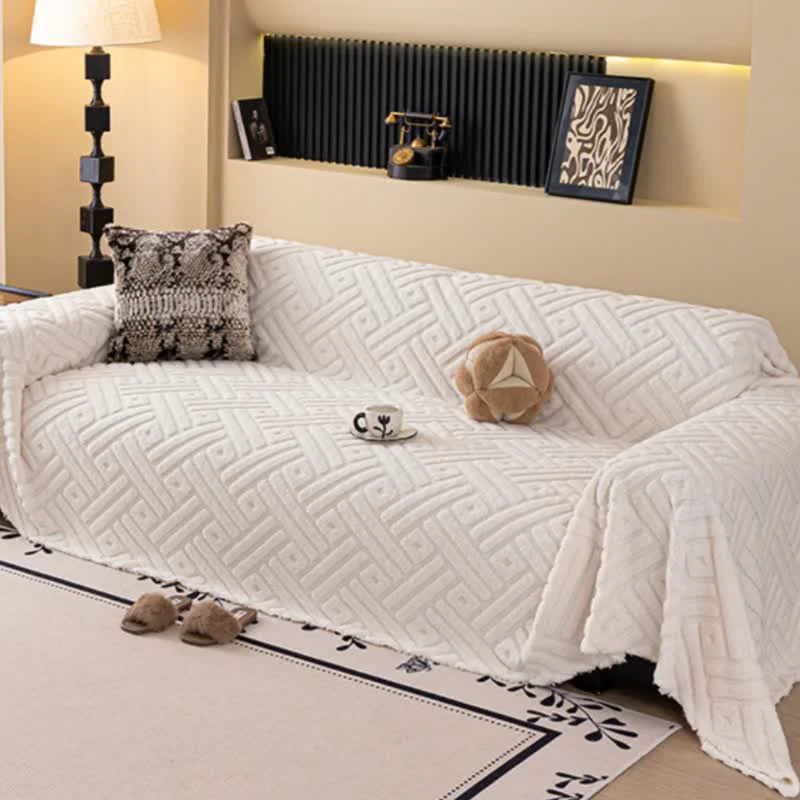 Reusable Ownkoti Striped Geometric Textured Sofa Throw Blanket Luxury
