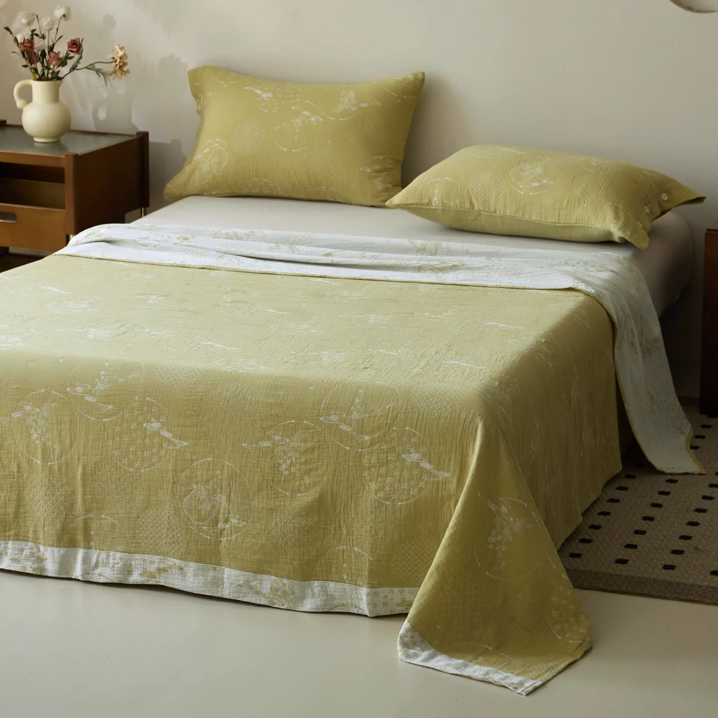 Fine Crafted Ownkoti Vintage Jacquard Cotton Gauze Sheet Bedspread Practical