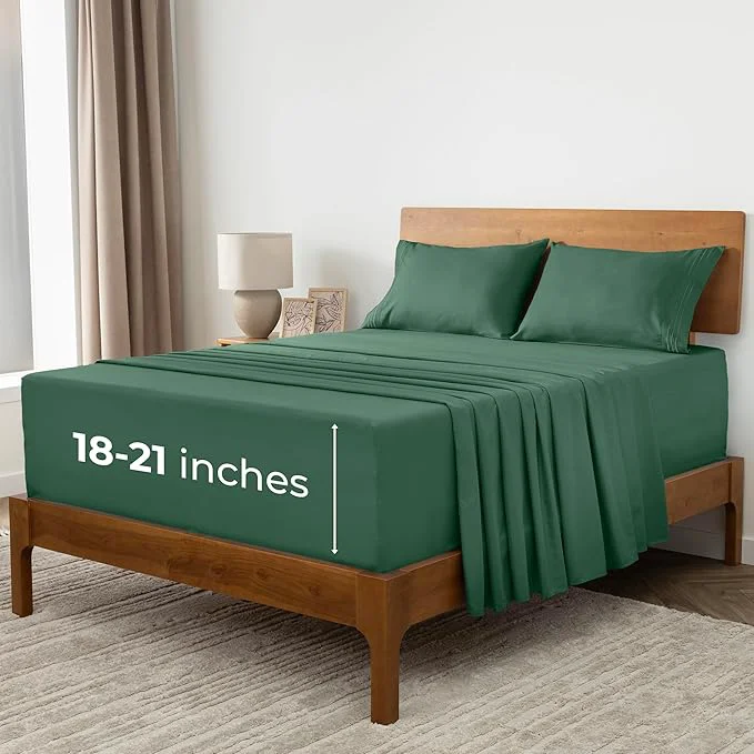 Easy-to-Use Mellanni Extra Deep Full Sheets – 4 PC Iconic Collection Bedding – Hotel Luxury Ultra Soft Cooling Bed Sheets – Wrinkle Fade Stain Resistant Full Emerald Green Proven
