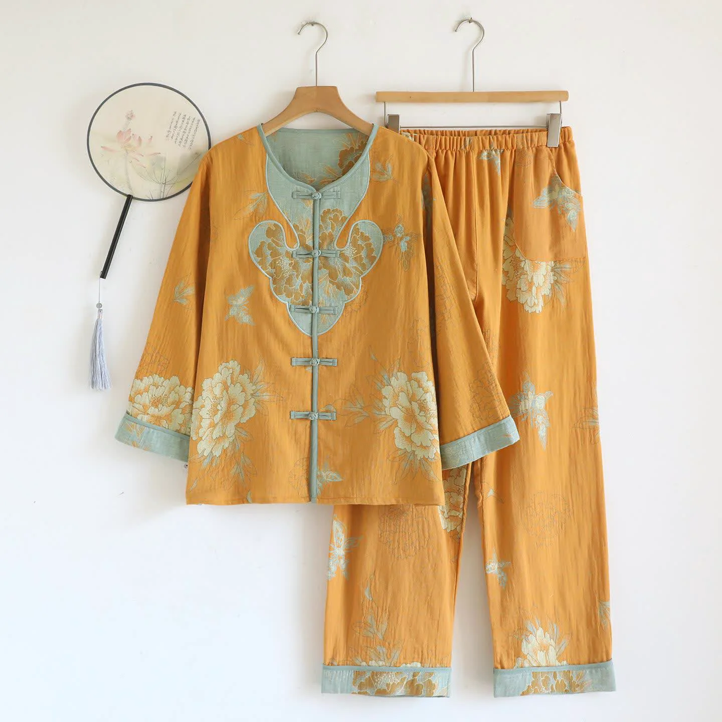 Casual Ownkoti Oriental Style Peony Cotton Pajama Set Efficient