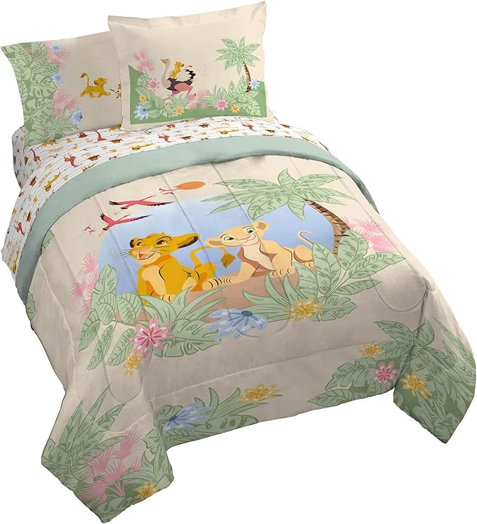 Lightweight Jay Franco Kids Comforter Set Includes Sheets and Pillow Covers – Soft and Cozy Bed Set for Stylish Room Decor Multi – Lion King 7 Piece Queen Size Bedding Verified