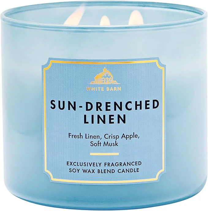 Recyclable Bath Body Works Sun-Drenched Linen 3-Wick Candle Premium Material