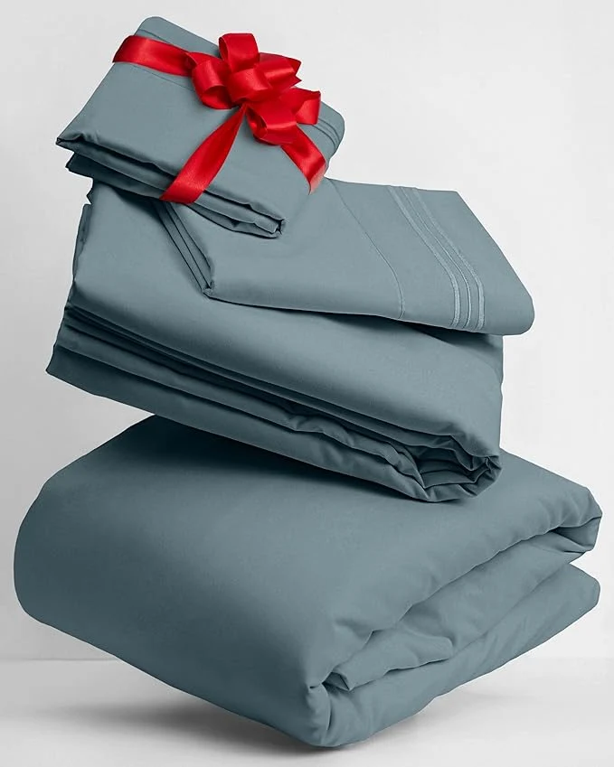 High-End Mellanni Twin Sheets Set – 3 PC Iconic Collection Bedding – Hotel Luxury Extra Soft Cooling Bed Sheets – Wrinkle Fade Stain Resistant Twin Spa Blue Healthy